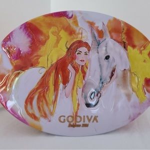 Godiva Chocolatier Lady Godiva On Horse empty collectable tin container